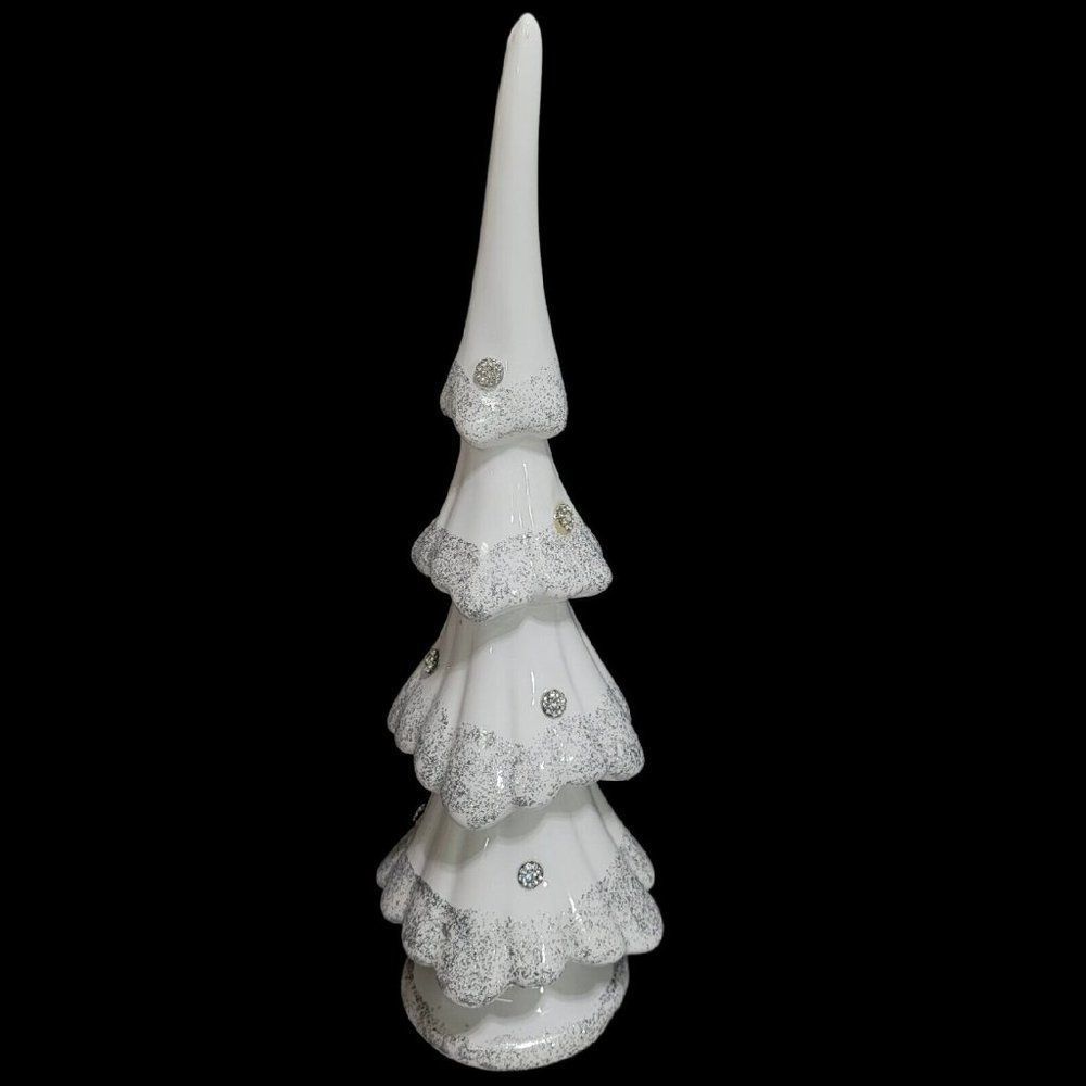 Christmas Tree 12" Decor White Silver Glitter Rhinestone Holiday‎ Decoration